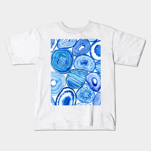 Blue agate slices Kids T-Shirt by katerinamk
